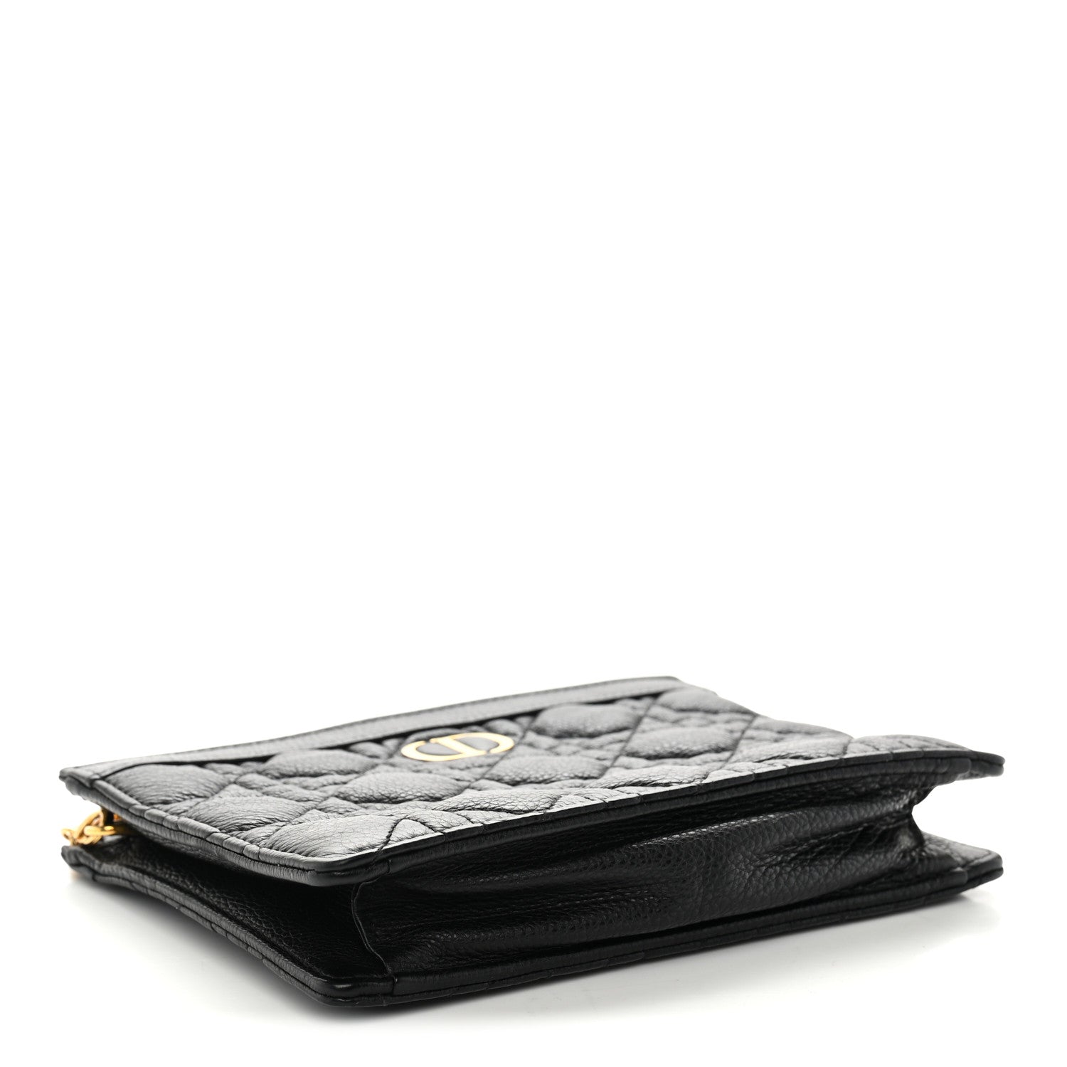 Christian Dior Calfskin Cannage Caro Zipped Pouch With Chain Black 3 of 10