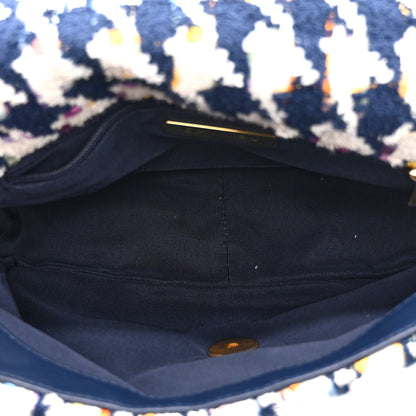 Chanel Tweed Quilted Medium Chanel 19 Flap Ecru Navy Blue Multicolor 5 of 10