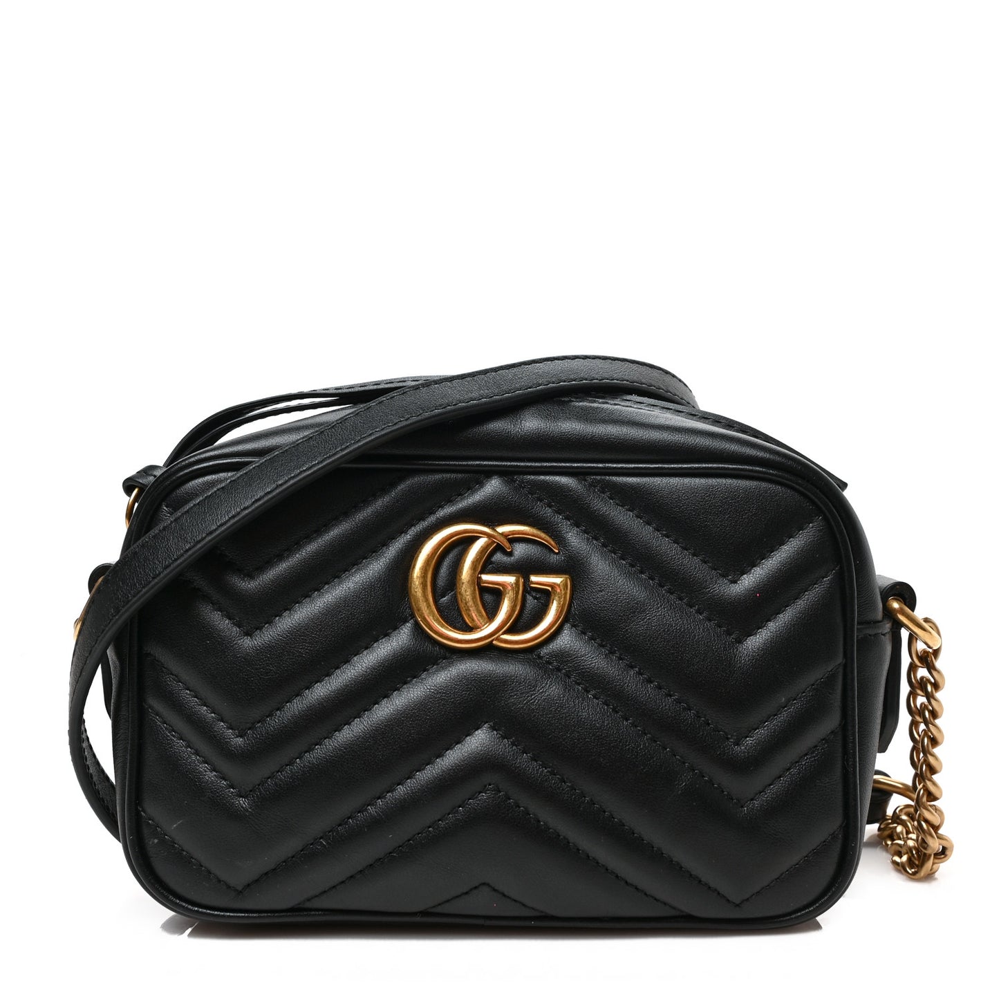 Calfskin Matelasse Mini GG Marmont Chain Shoulder Bag Black