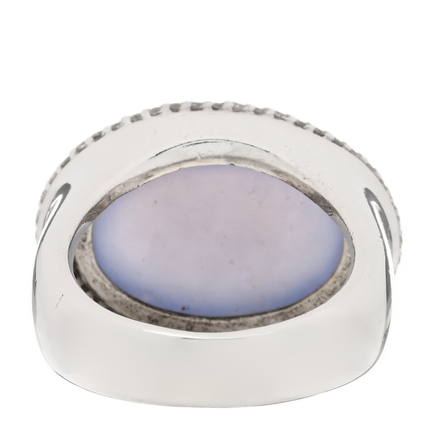 David Yurman Sterling Silver Diamond Chalcedony Signature Oval Ring 52 6 4 of 5