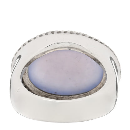 David Yurman Sterling Silver Diamond Chalcedony Signature Oval Ring 52 6 4 of 5