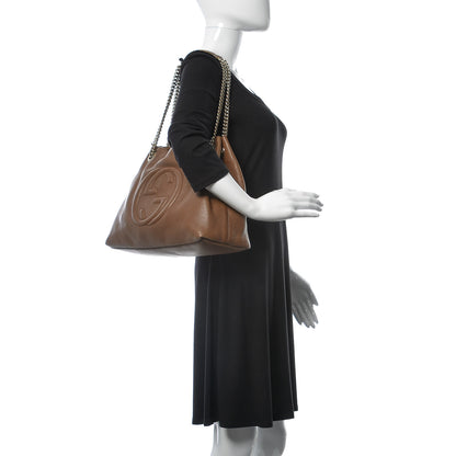 Gucci Pebbled Calfskin Medium Soho Chain Shoulder Bag Maple Brown 2 of 19