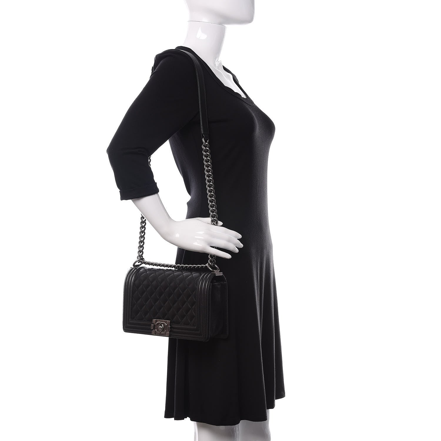 Chanel Calfskin Quilted Medium Boy Flap Black 2 of 15