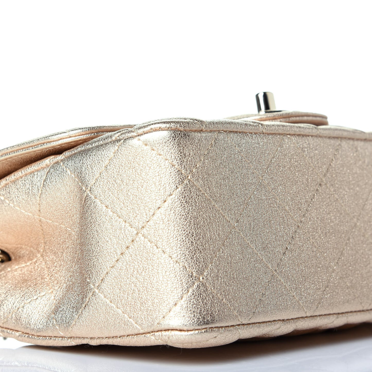 Metallic Lambskin Quilted Mini Rectangular Flap Gold