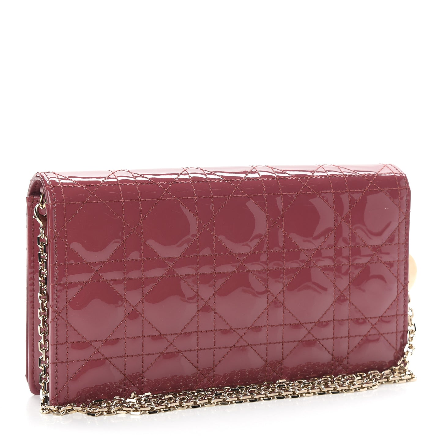 Patent Cannage Lady Dior Clutch Mallow Rose