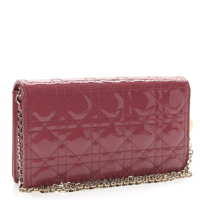 Christian Dior Patent Cannage Lady Dior Clutch Mallow Rose 3 of 10