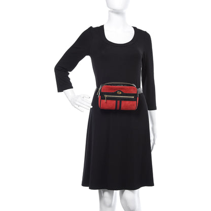 Gucci Suede Small Ophidia Belt Bag 75 30 Hibiscus Red 2 of 11