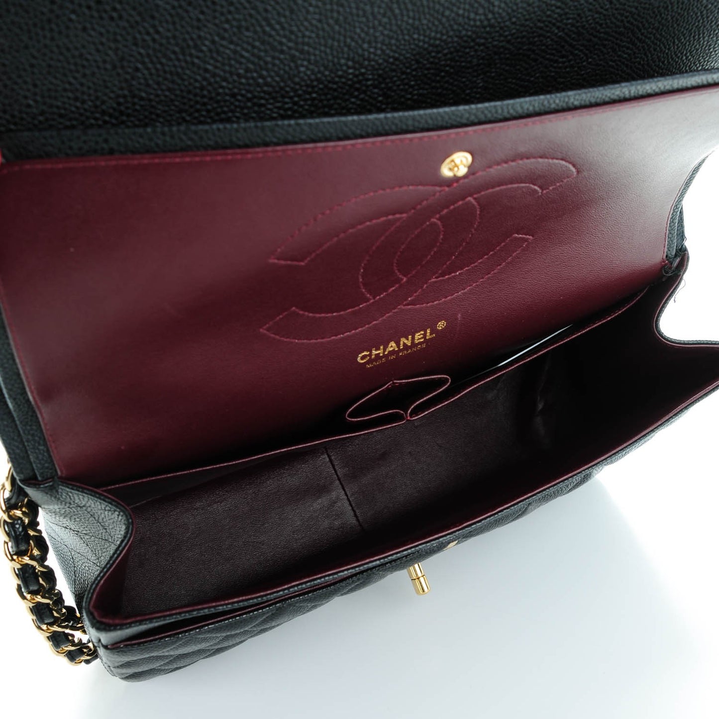 Caviar Quilted Jumbo Double Flap Black