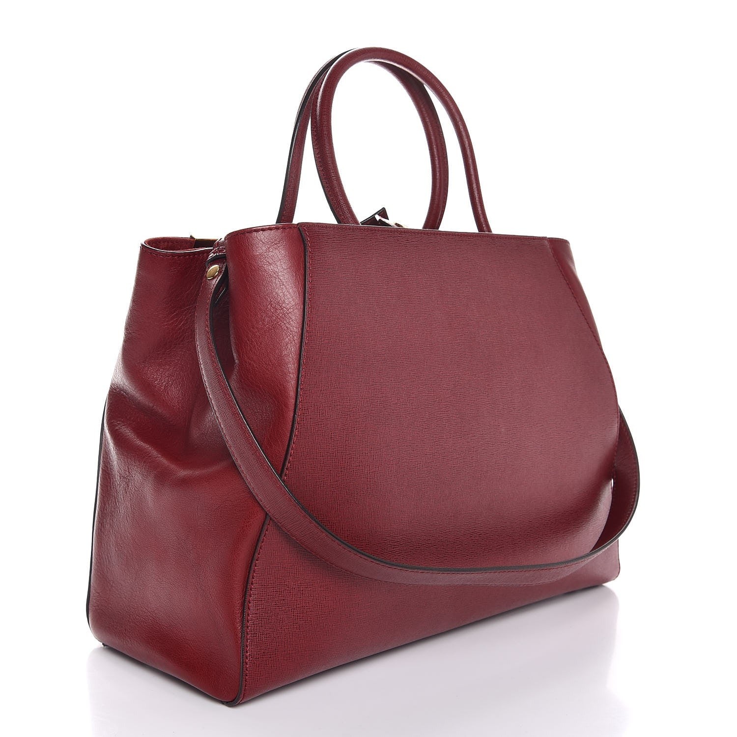 Fendi Vitello Elite Regular 2Jours Tote Rosso Scuro Ciliegia 3 of 7
