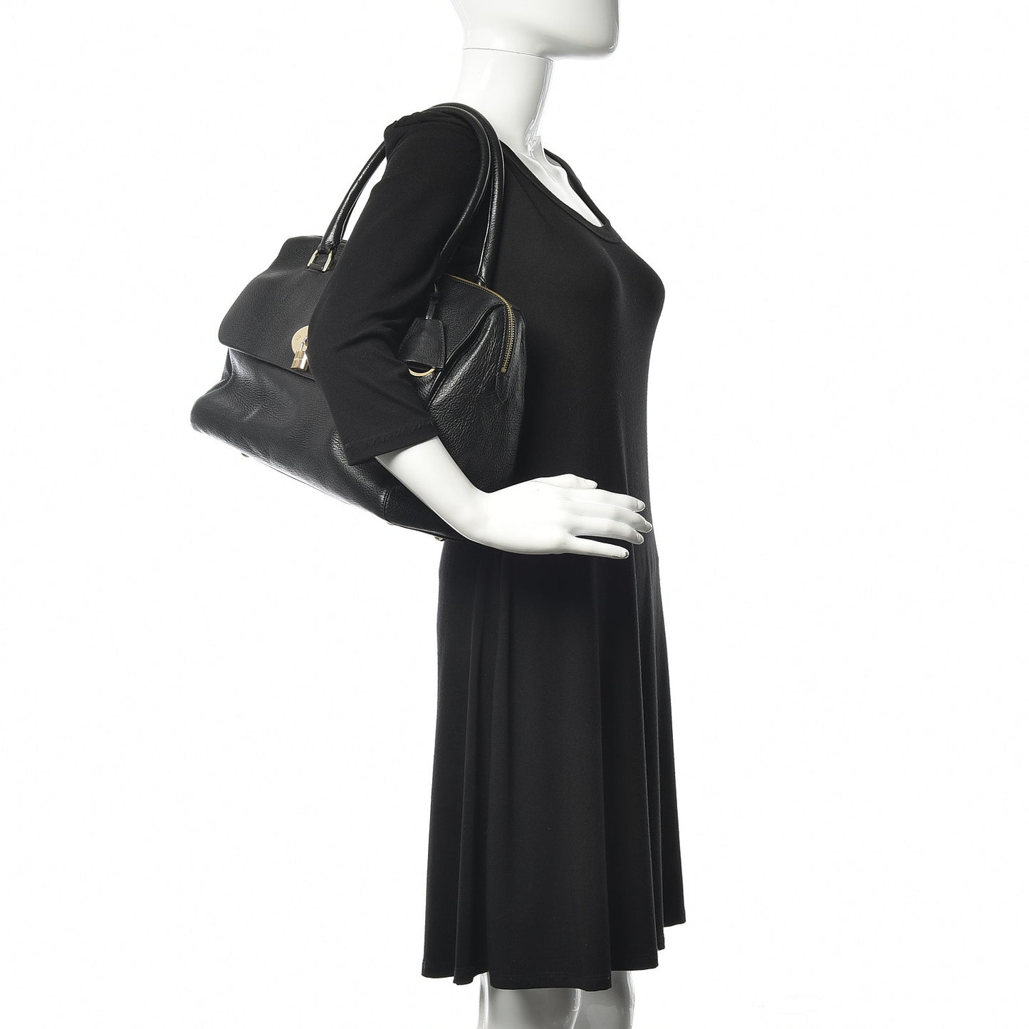 Grainy Leather Medium Del Rey Satchel Black