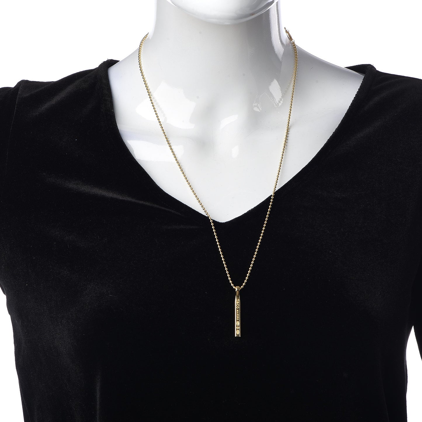 18K Yellow Gold Makers Bar Pendant Necklace