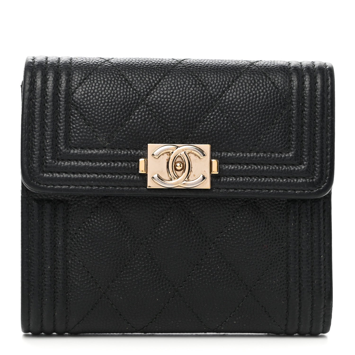 Chanel Caviar Quilted Compact Boy Wallet Black 1 of 7