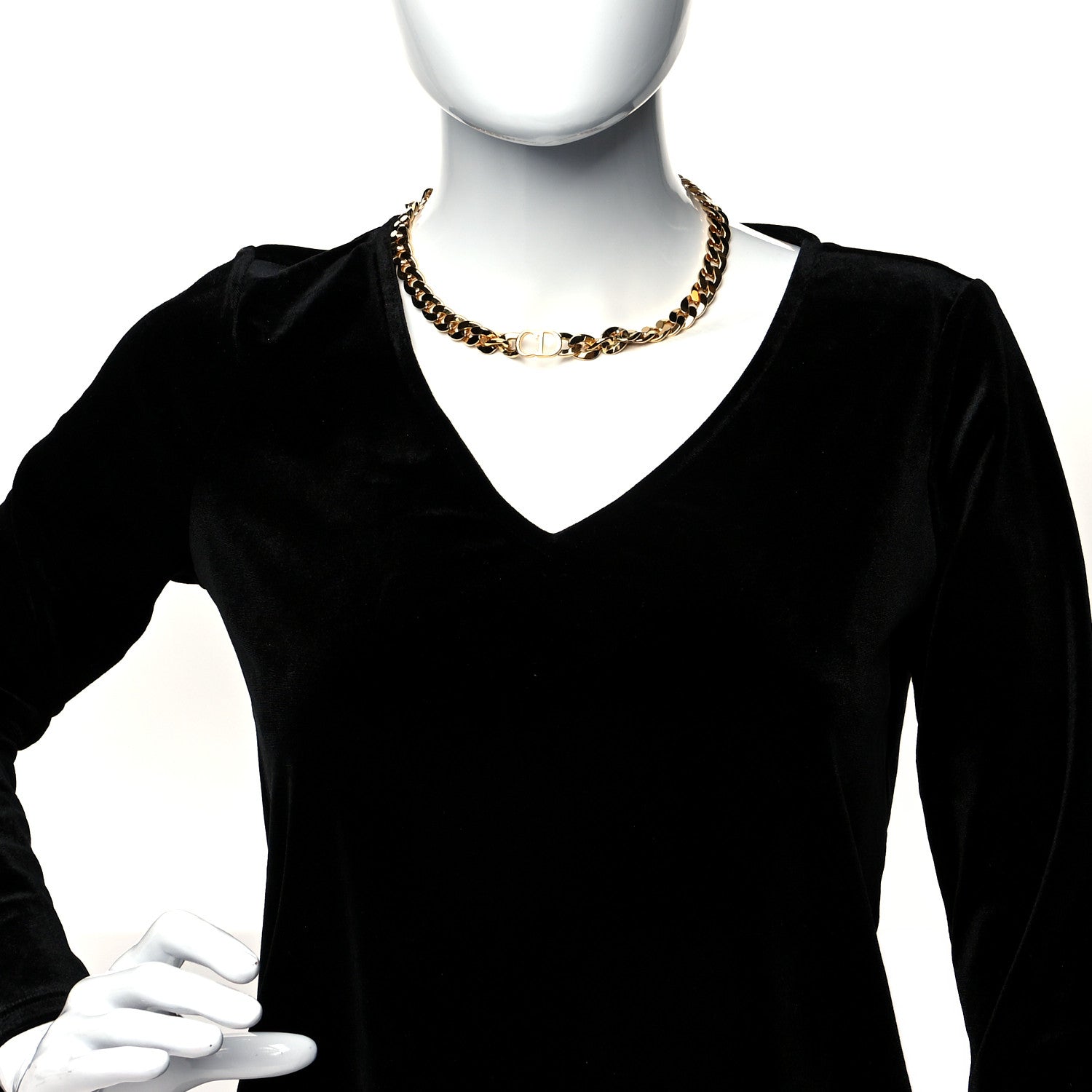 Christian Dior Metal Danseuse Etoile Chain Choker Necklace Gold 2 of 5