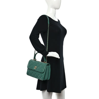 Chanel Lambskin Quilted Small Trendy CC Flap Dual Handle Bag Green 2 of 12