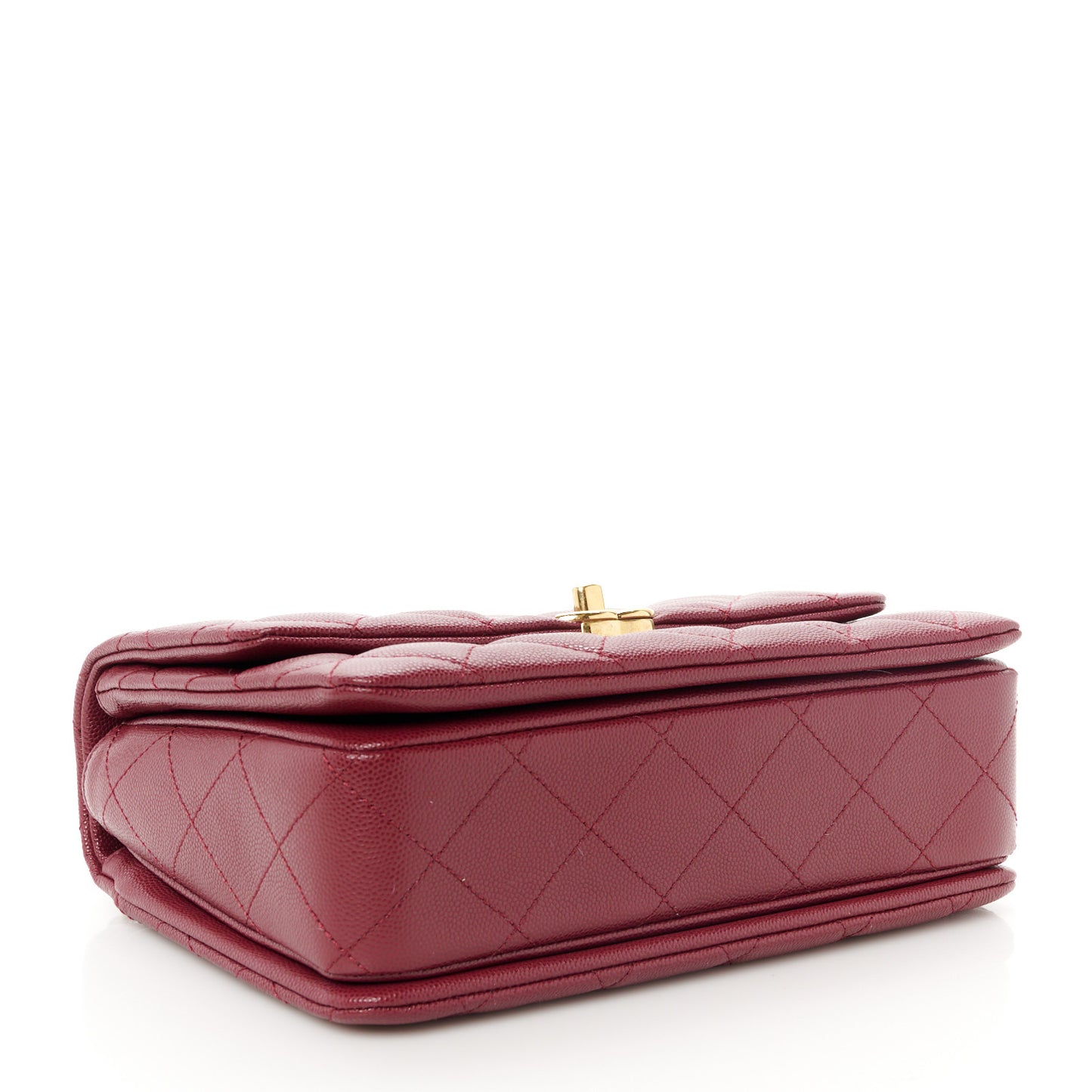 Caviar Quilted Coco First Flap Burgundy
