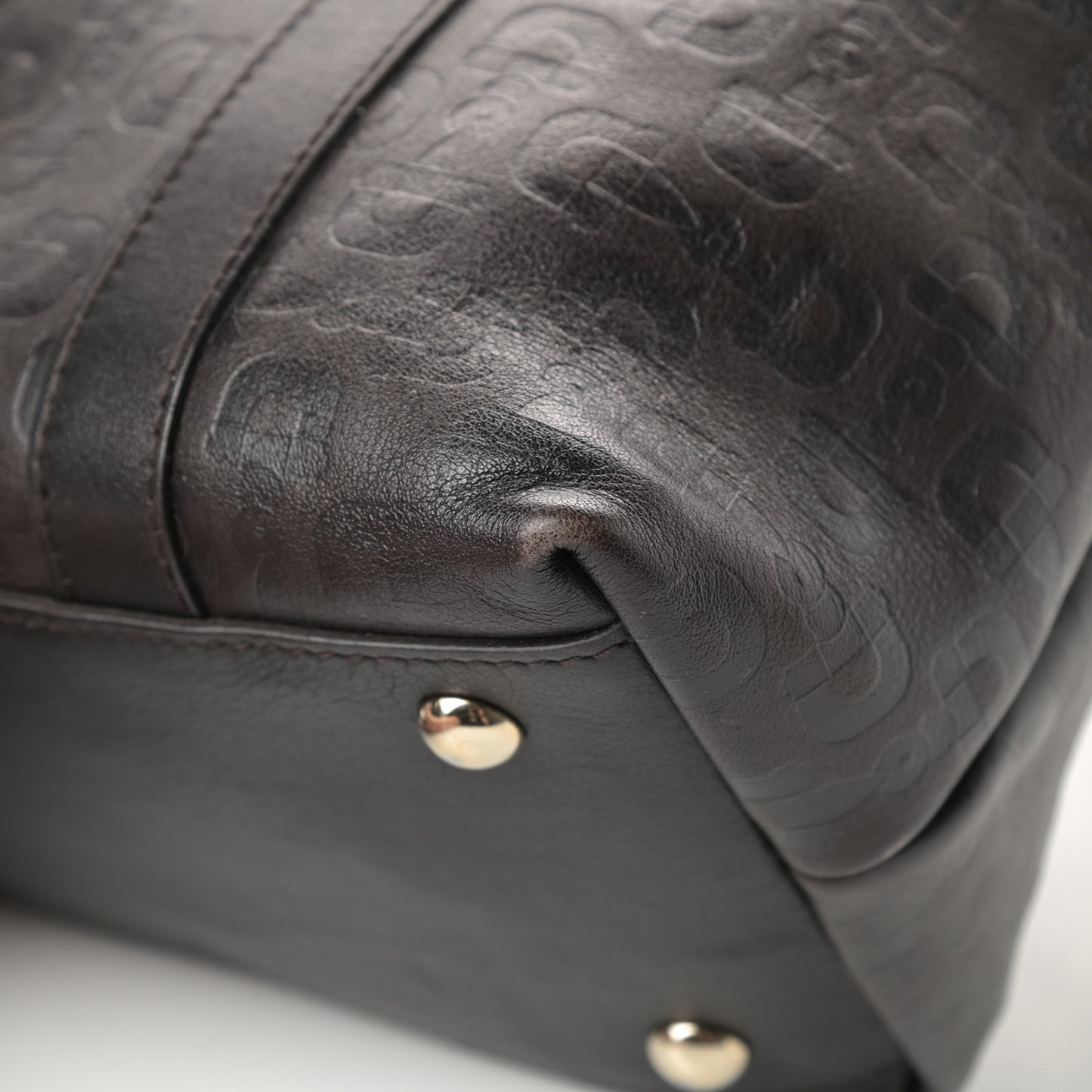 Calfskin Horsebit Embossed Medium Abbey Tote Dark Brown