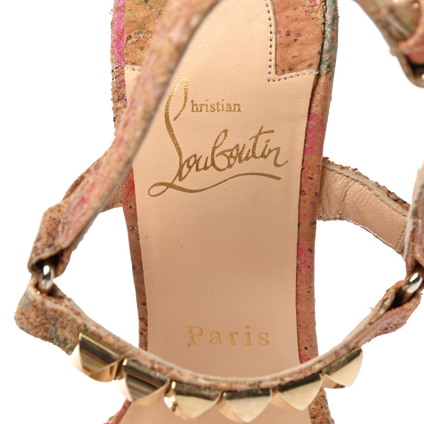 Cork Bloom Print Cataclou 140 Wedge Sandals 35 Multicolor Light Gold