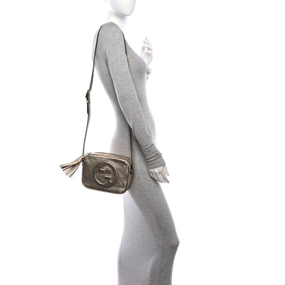 Gucci Metallic Sakai Be Green Calfskin Diagonal Stitched Small Blondie Shoulder Bag Golden Beige 2 of 11