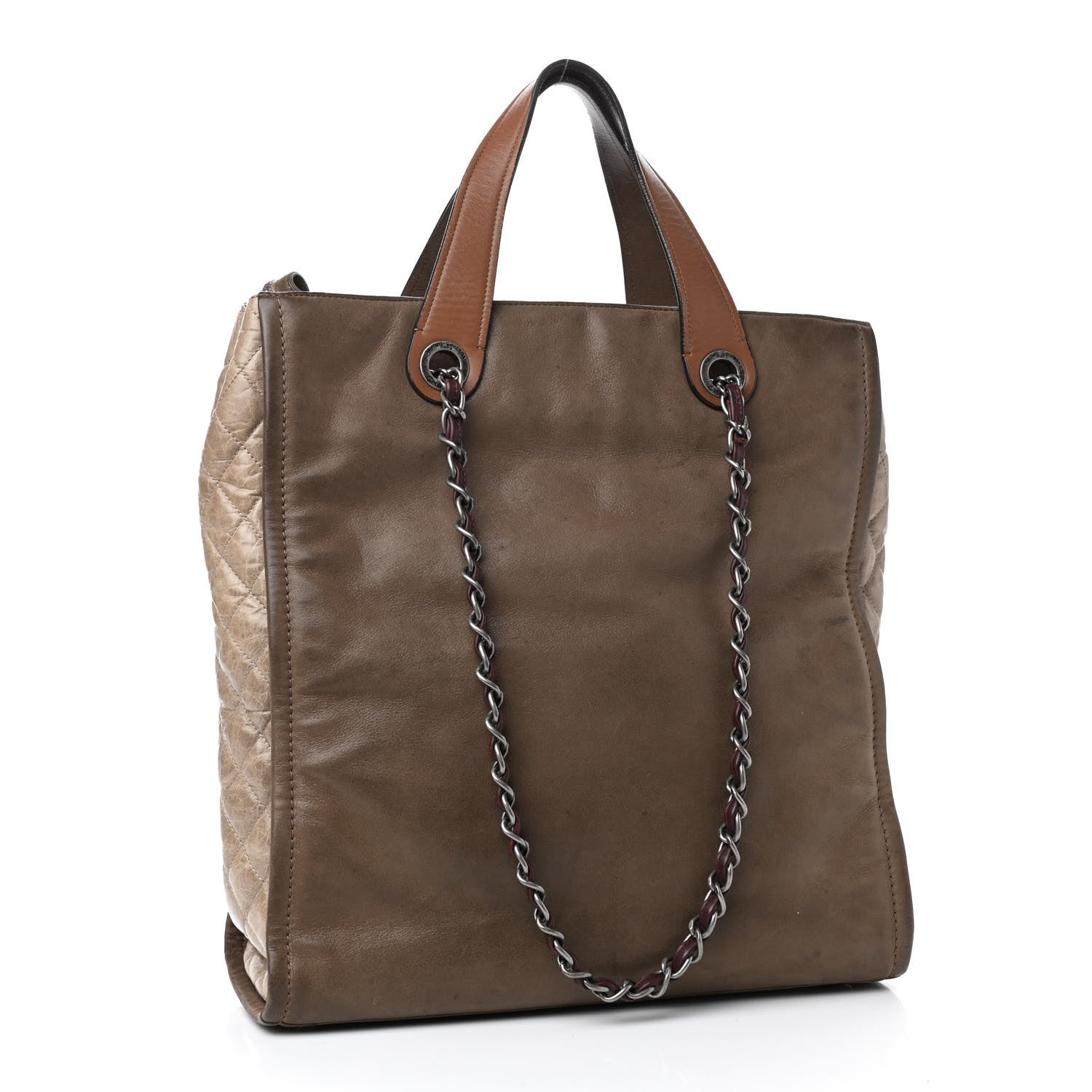 Chanel Iridescent Calfskin In The Mix Tall Tote Khaki 2 of 8