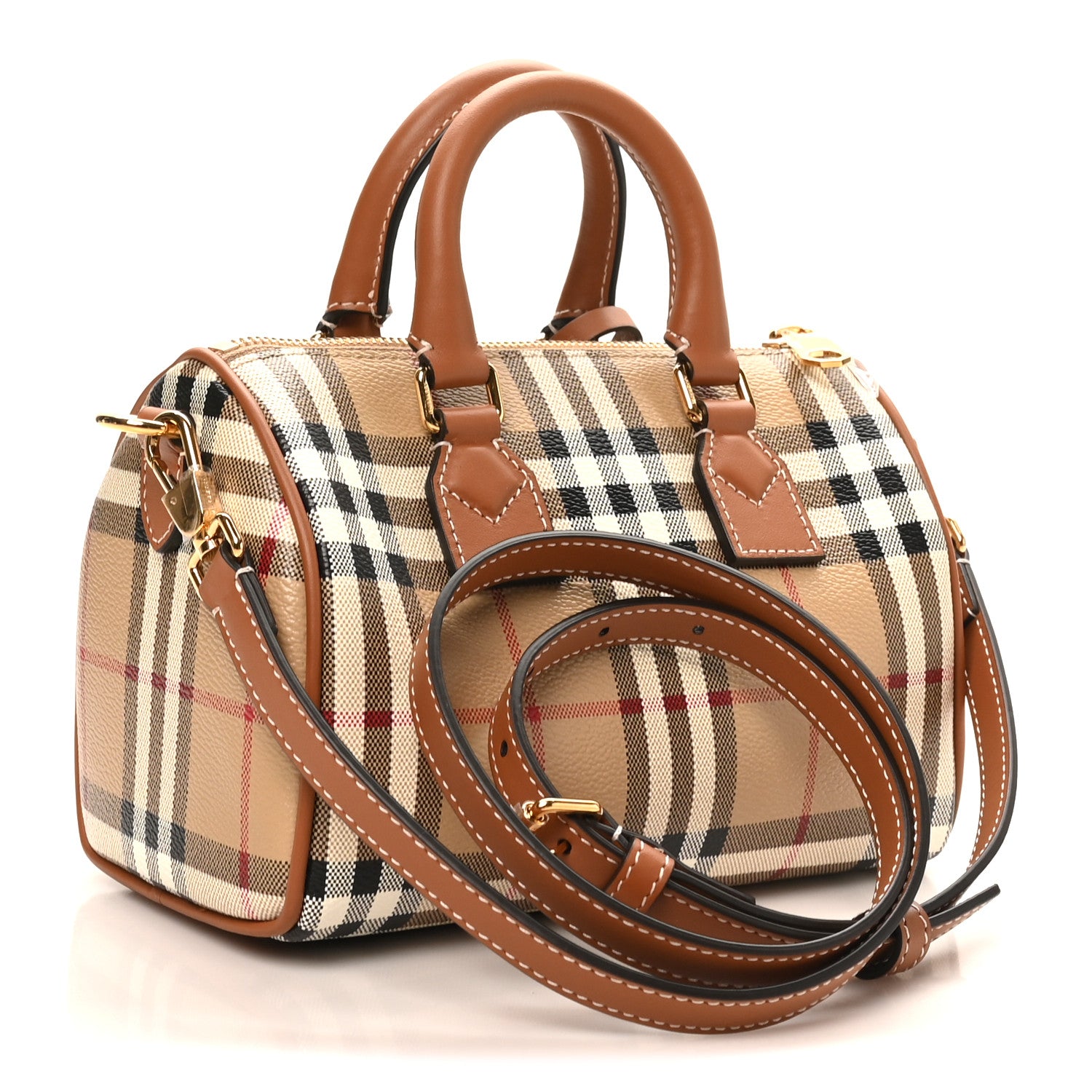 Burberry Vintage Check Mini Bowling Bag Briar Brown 3 of 9