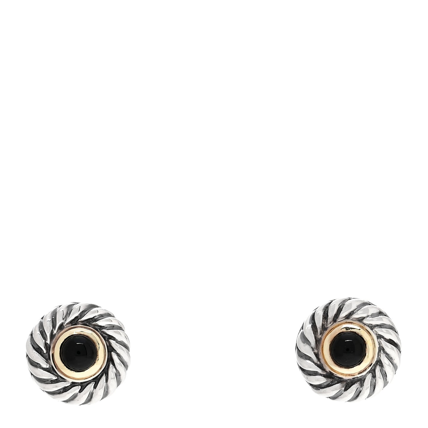 Sterling Silver 14K Yellow Gold Black Onyx Cookie Earrings
