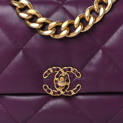 Chanel Goatskin Quilted Large Chanel 19 Flap Purple 8 of 10