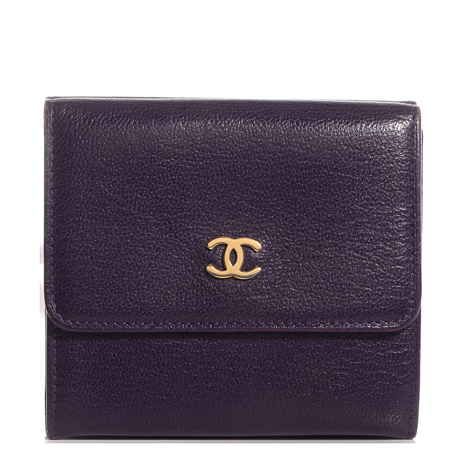 Chanel Chevre Goatskin Compact CC Flap Wallet Purple 1 of 9