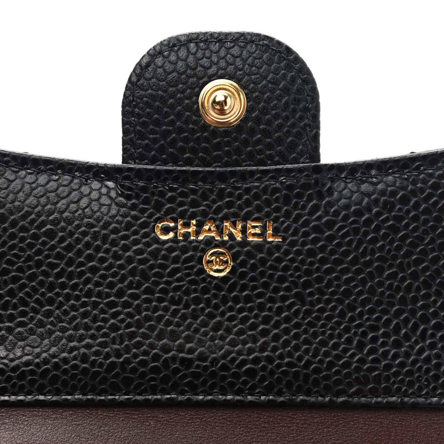Caviar Quilted Compact Flap Wallet Black
