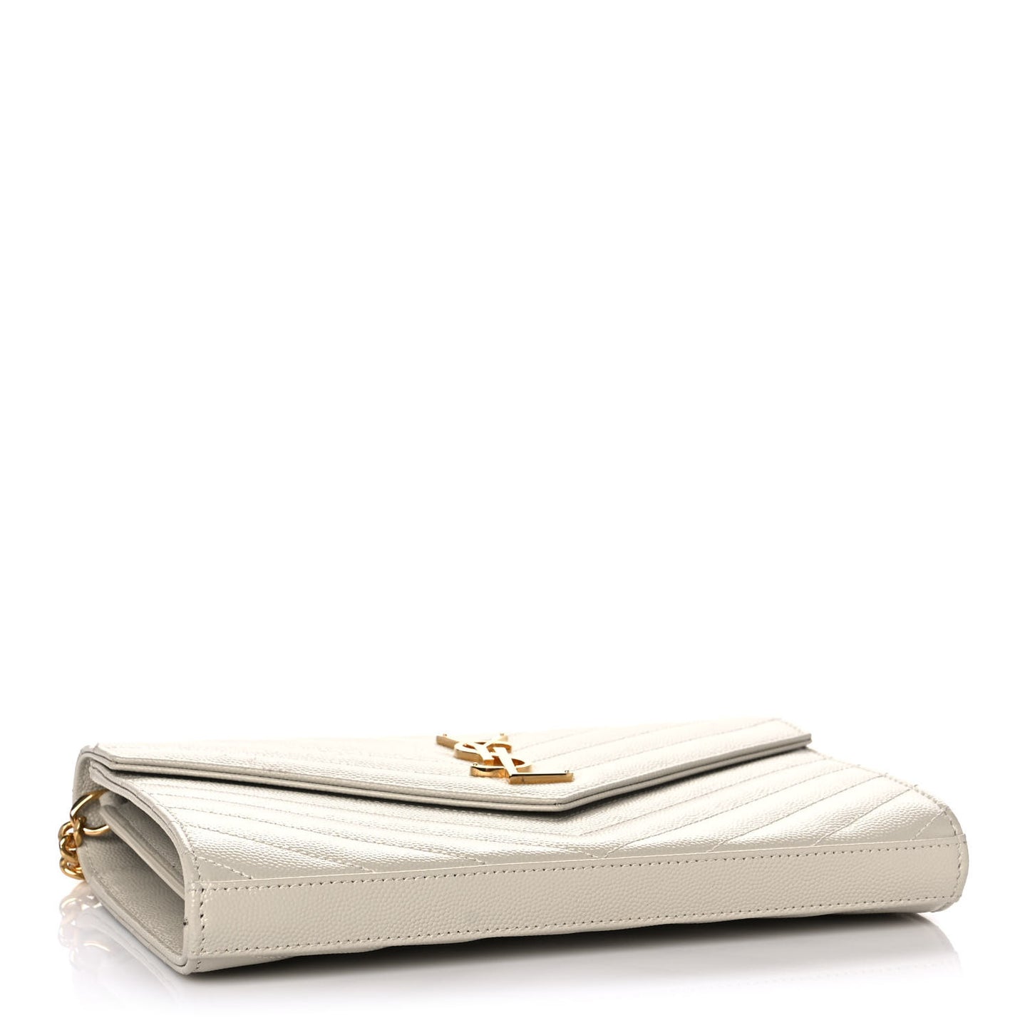 Grain De Poudre Matelasse Chevron Monogram Chain Wallet Crema Soft