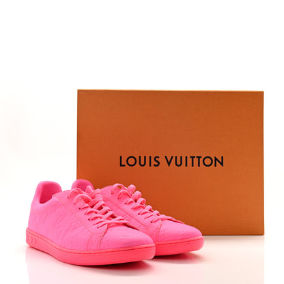 Louis Vuitton Grained Calfskin Embossed Monogram Mens Luxembourg Sneakers 8 Fluo Pink 11 of 11