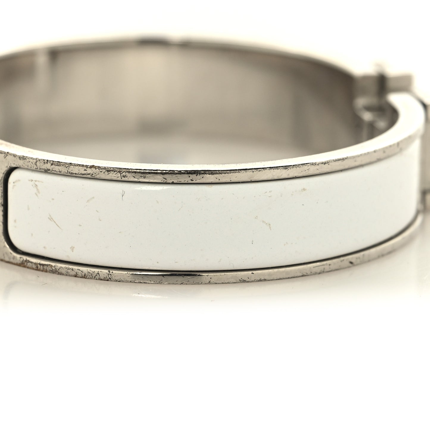 Enamel Narrow Clic Clac H Bracelet PM White