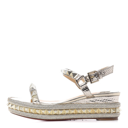 Christian Louboutin Calfskin Cubiste Pyraclou 60 Platform Sandals 36 Platine 1 of 8