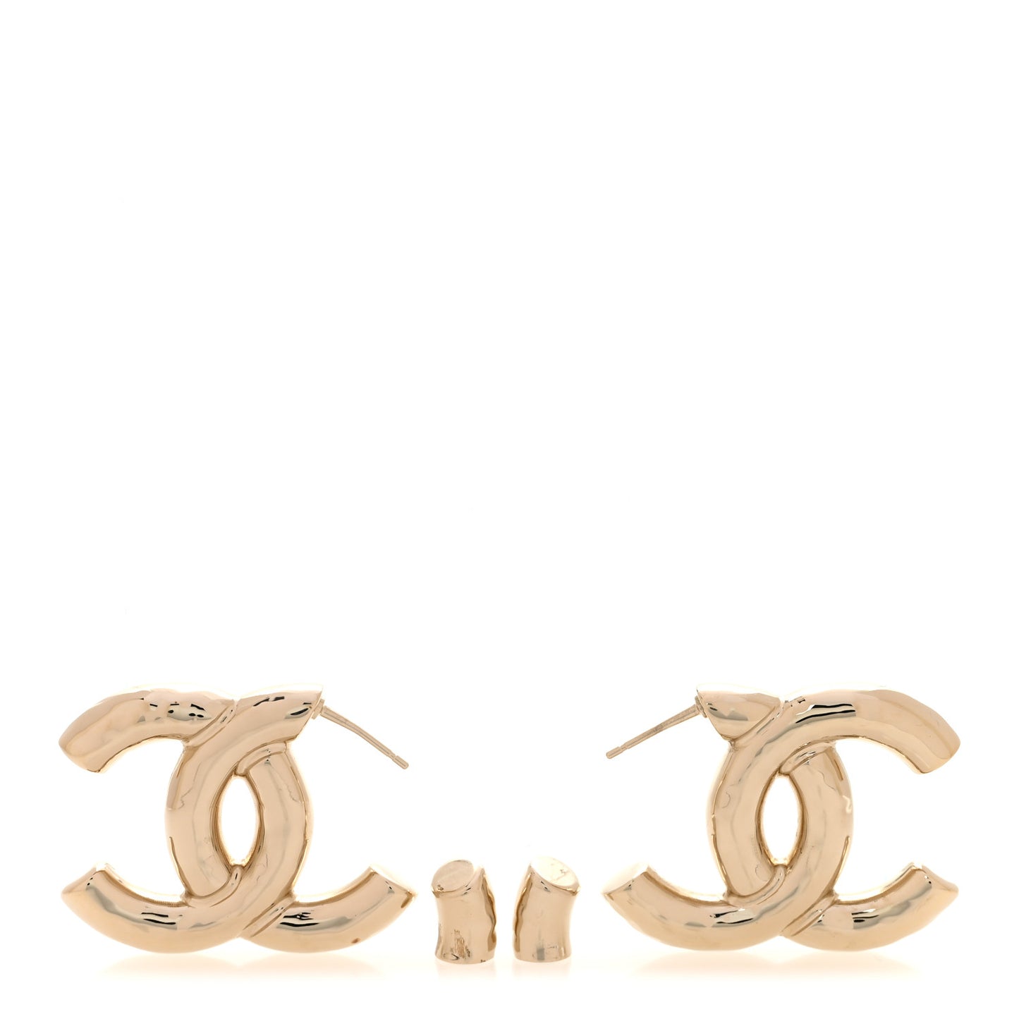 Metal Large CC Earrings Light Gold
