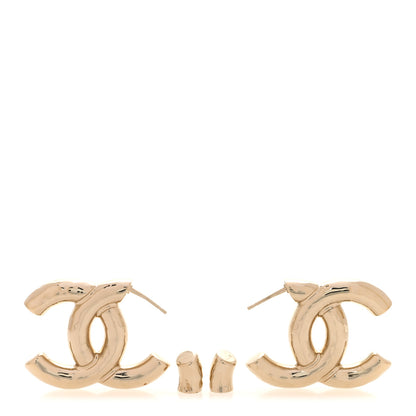 Chanel Metal Large CC Earrings Light Gold 3 of 5