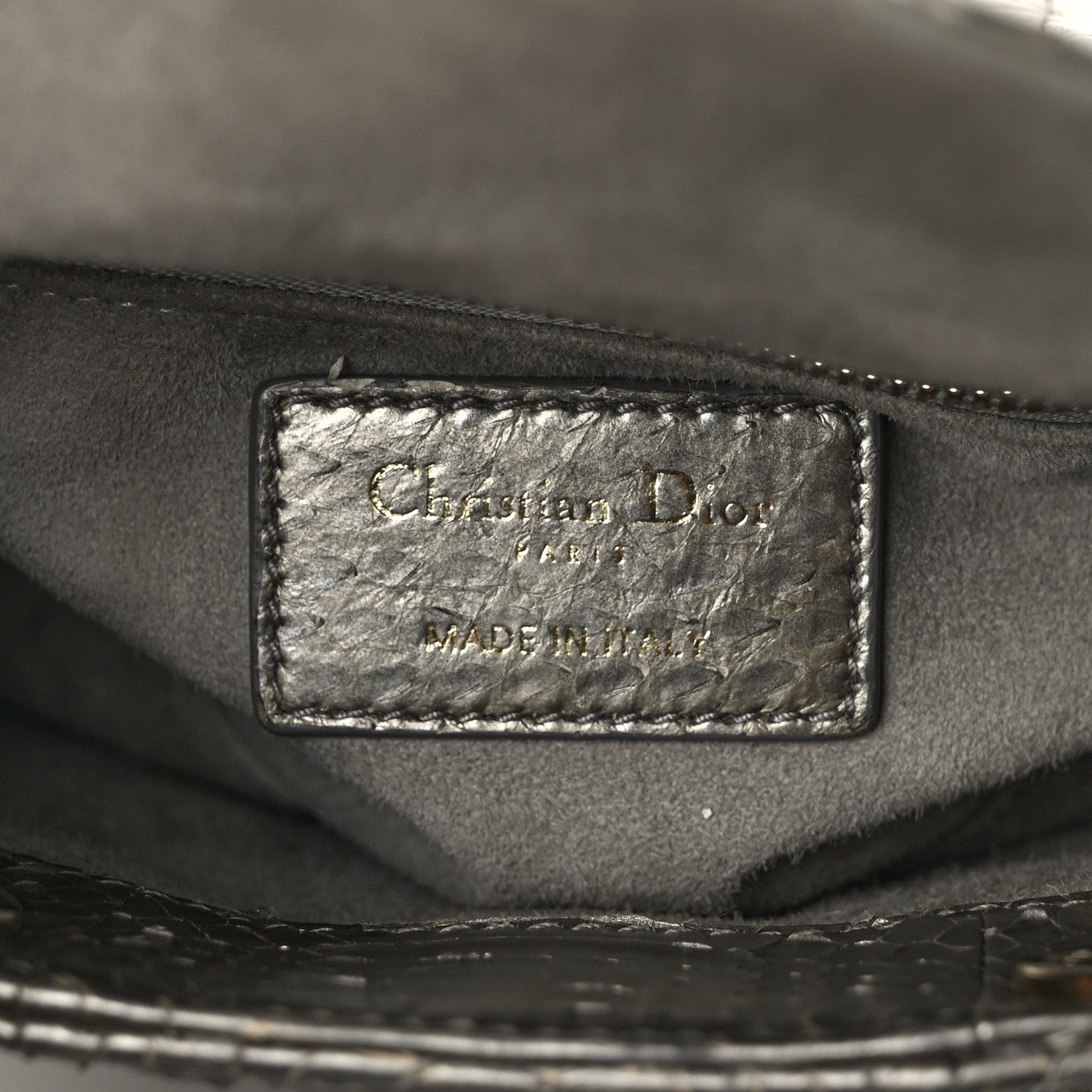 Christian Dior Metallic Snakeskin Cannage Mini Lady Dior Silver 6 of 14
