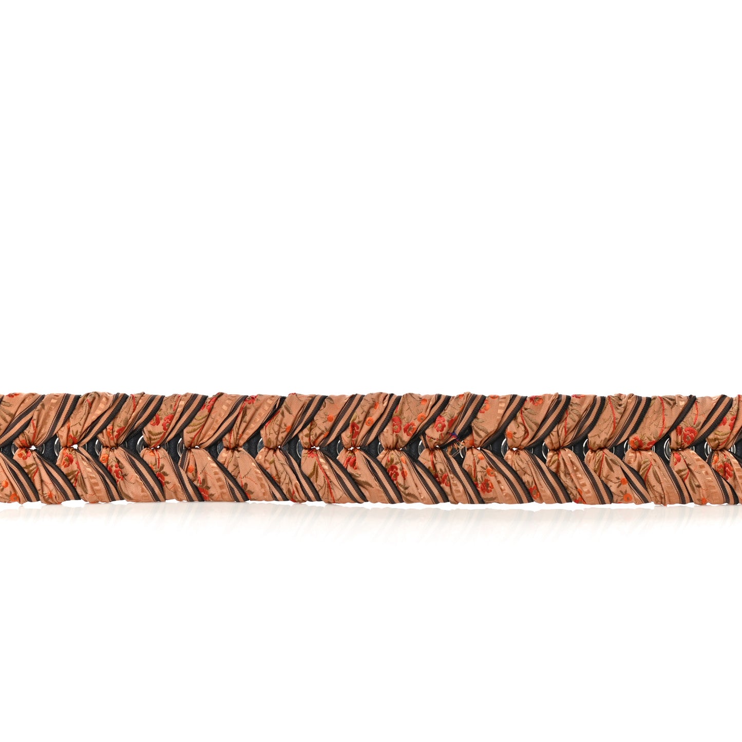 Calfskin Ribbon Lace Up Floral Strap You Brown