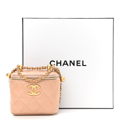 Chanel Calfskin Quilted Mini Perfect Fit Vanity Case With Chain Beige 11 of 11