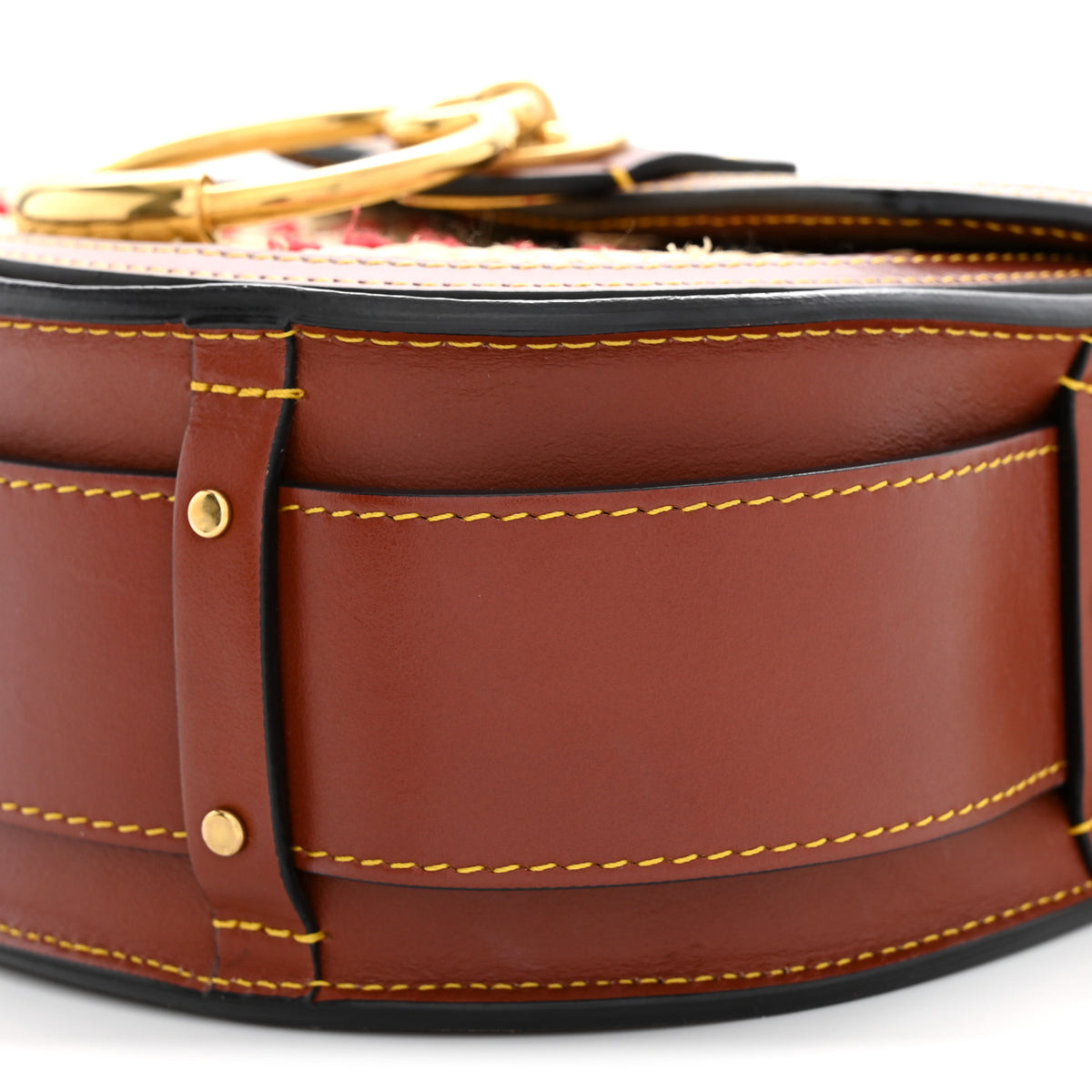 Calfskin Raffia Embroidered Small Tess Bag Sepia Brown