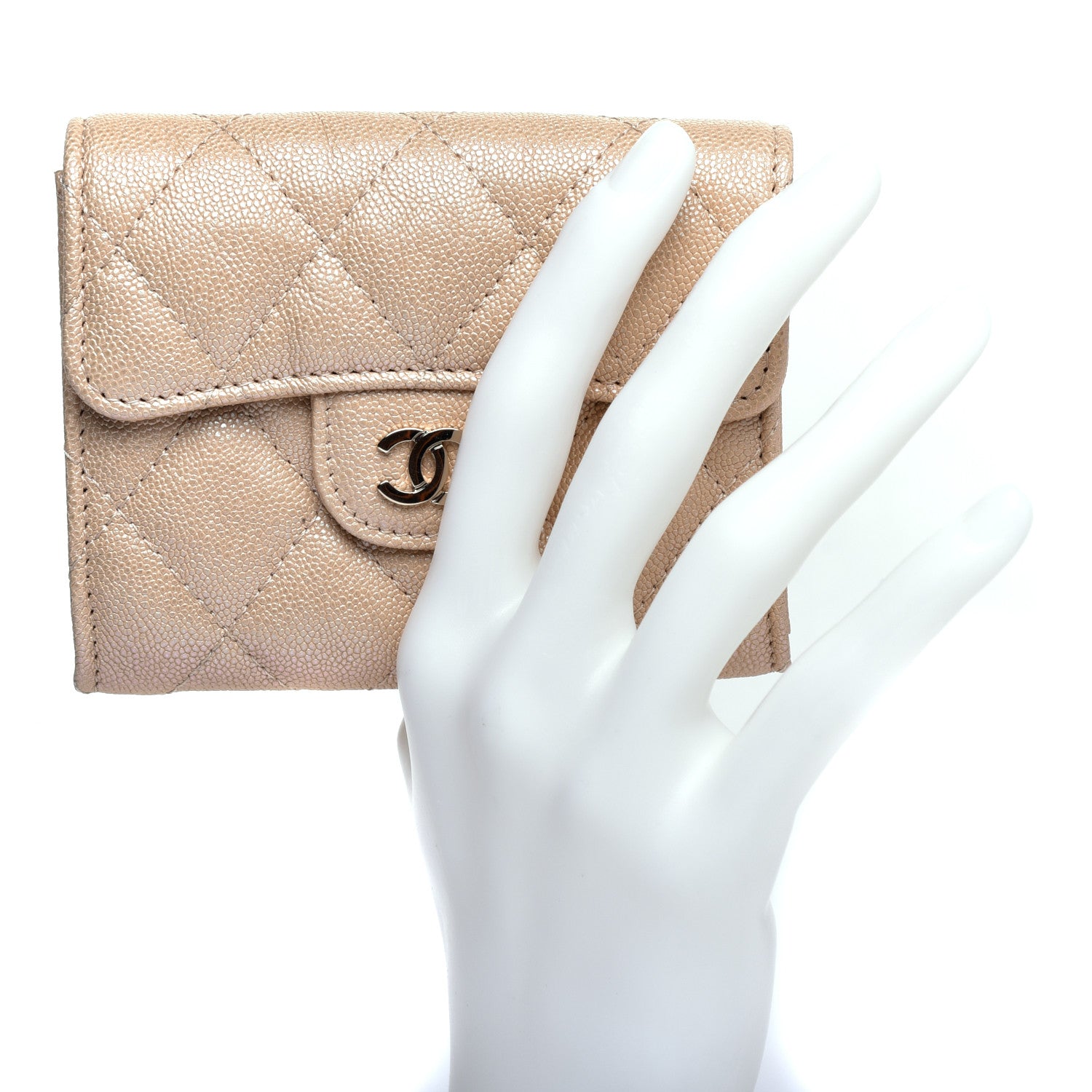 Chanel Iridescent Caviar Quilted Flap Card Holder Beige 2 of 7
