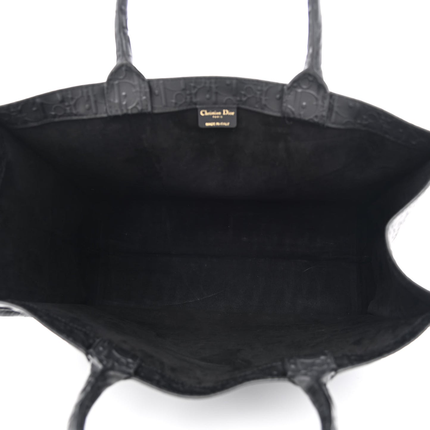 Oblique Calfskin Embossed Large Book Tote Black