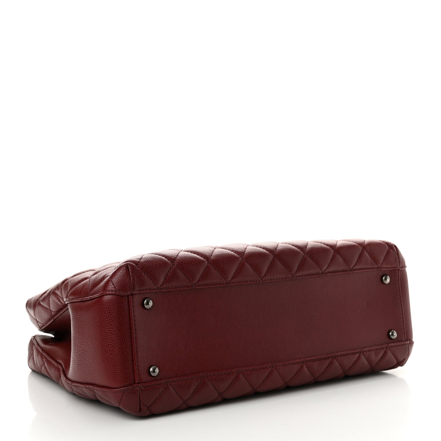 Caviar Quilted City Shopping Tote Dark Red