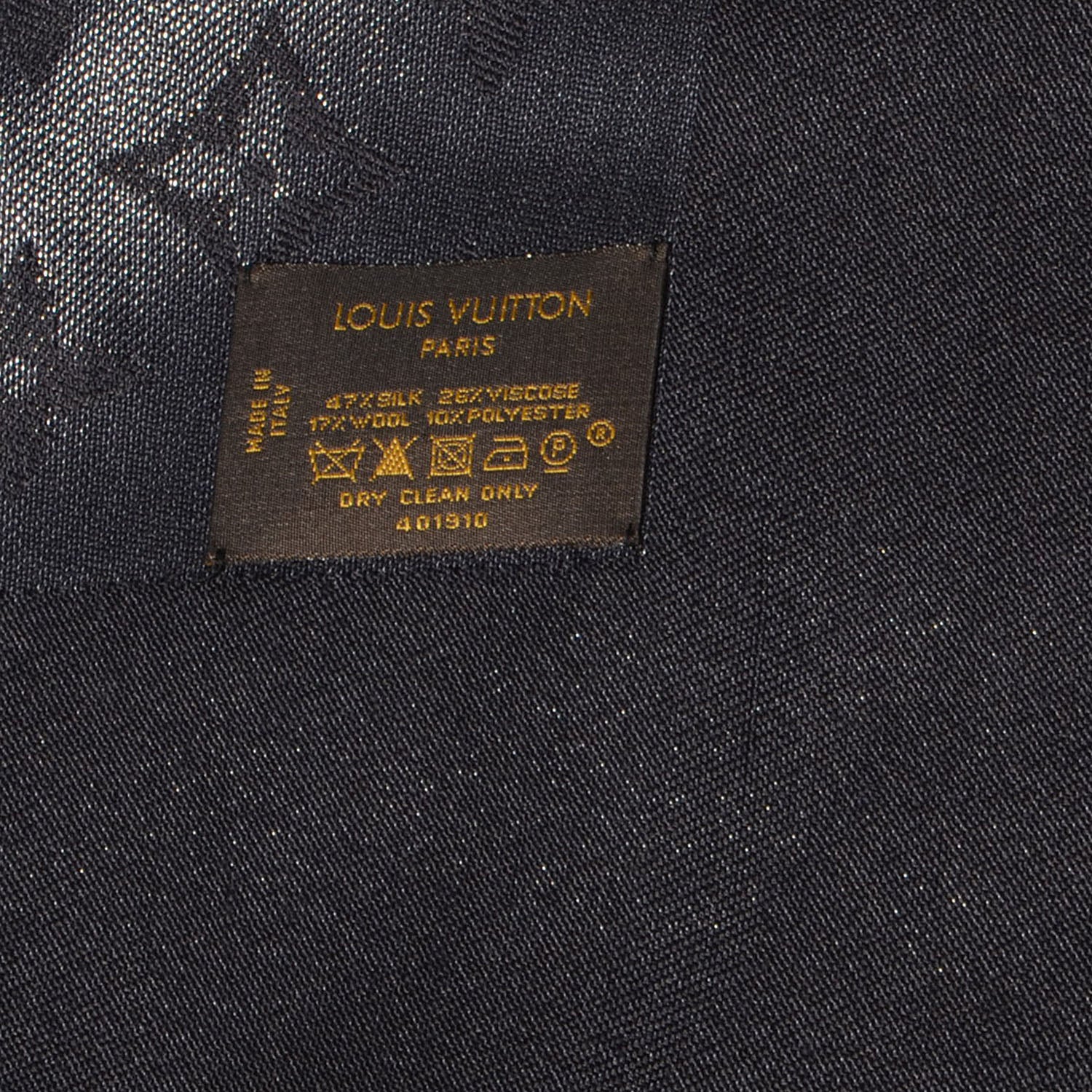 Louis Vuitton Silk Lurex Wool Monogram Shine Shawl Black 5 of 5