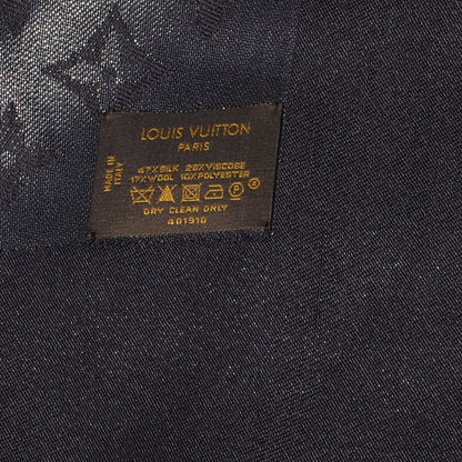 Louis Vuitton Silk Lurex Wool Monogram Shine Shawl Black 5 of 5