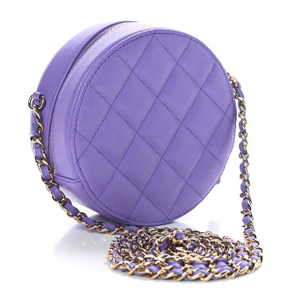 Chanel Caviar Quilted Round Clutch With Chain Purple 2 of 8