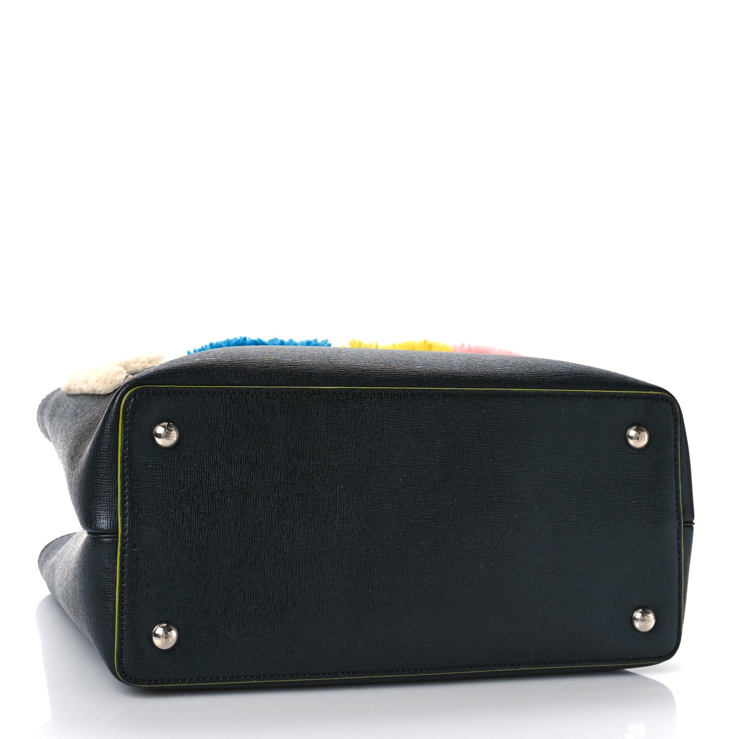 Vitello Elite Shearling Block Letter Petite 2Jours Tote Black