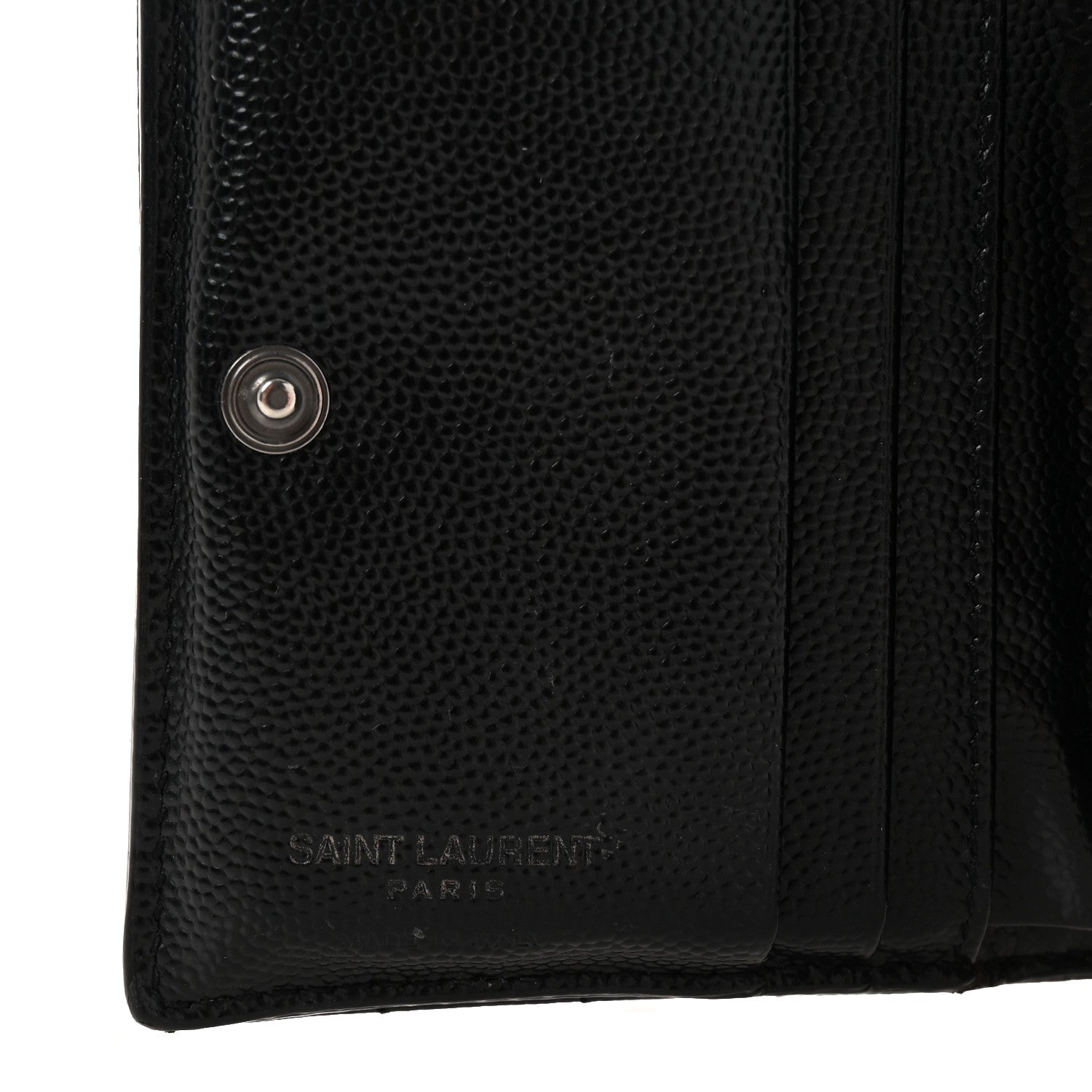 Saint Laurent Grain De Poudre Matelasse Chevron Monogram Zipped Card Case Black 6 of 7