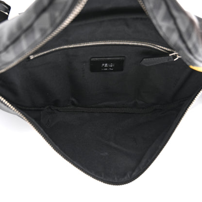 Fendi Glazed Fabric Vitello Liberty FF 1974 Diagonal Belt Bag Black Sunflower 5 of 10