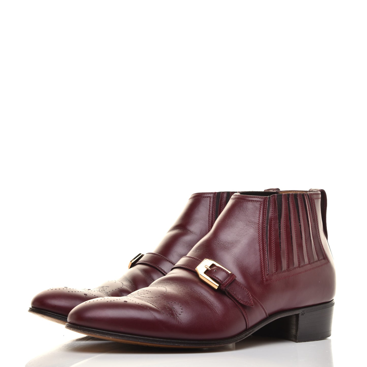 New Waxed Calfskin Mens G Medallion Toe Ankle Boots 10.5 Red Bordeaux