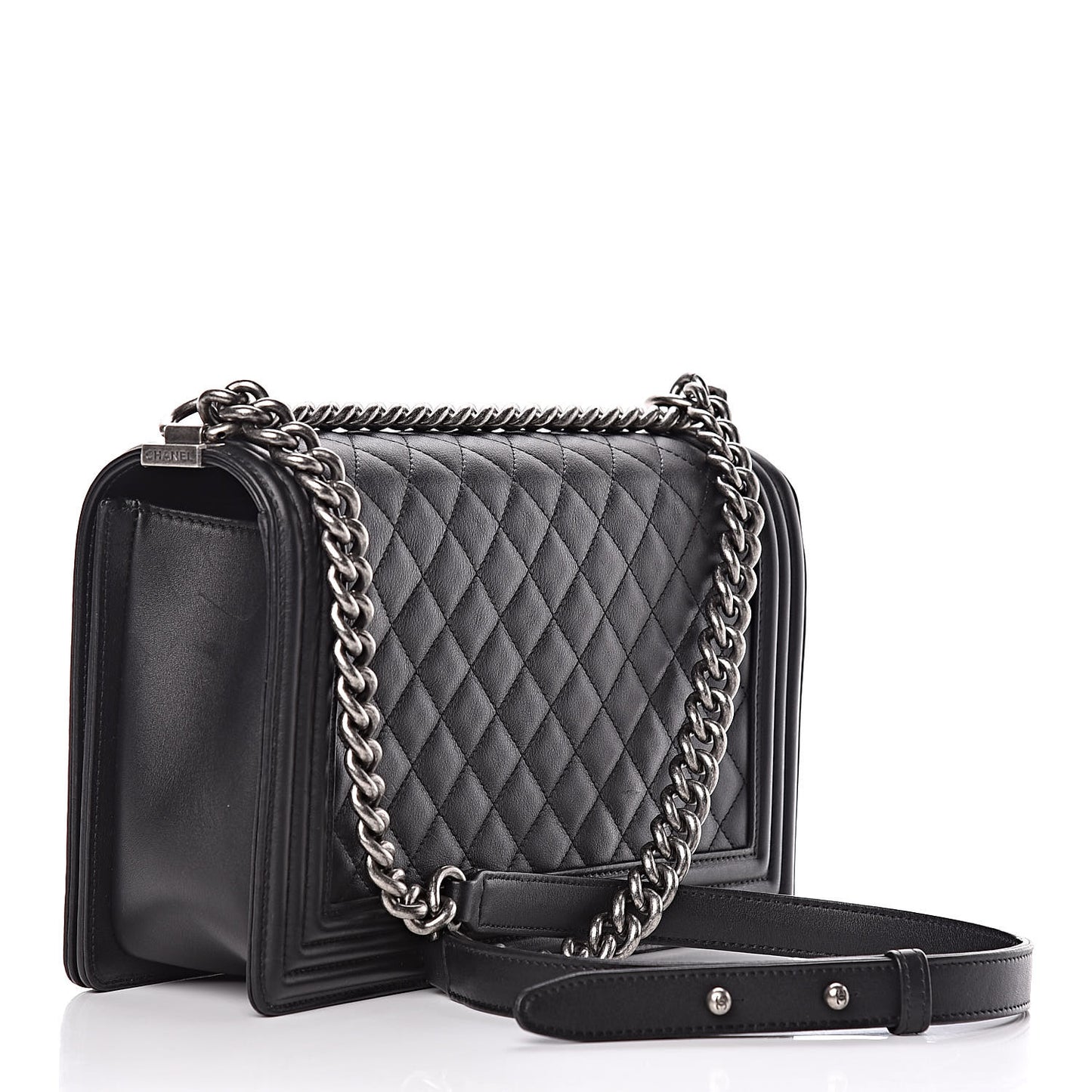 Calfskin Quilted New Medium Boy Flap Black