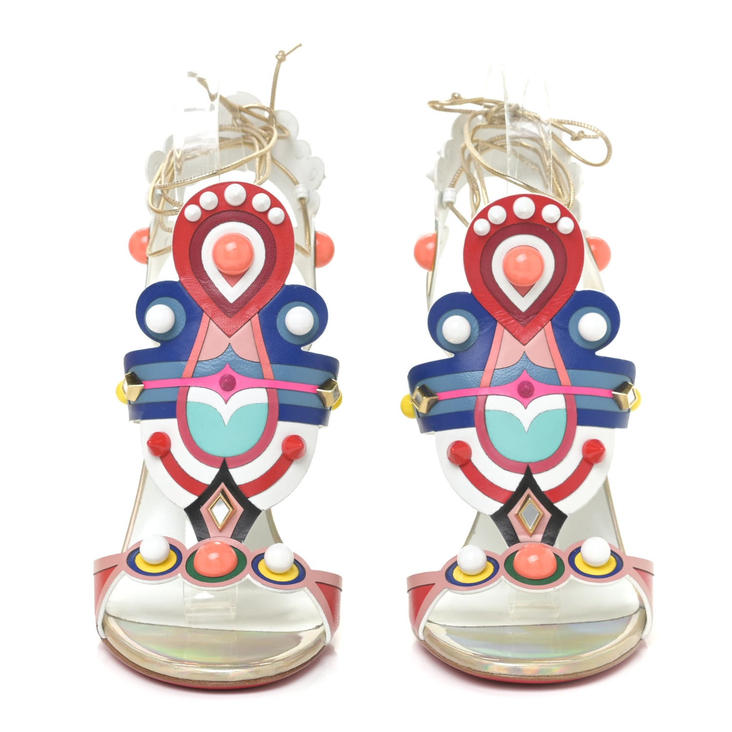 Calfskin Papagaya Levita Sandals 38 Multicolor